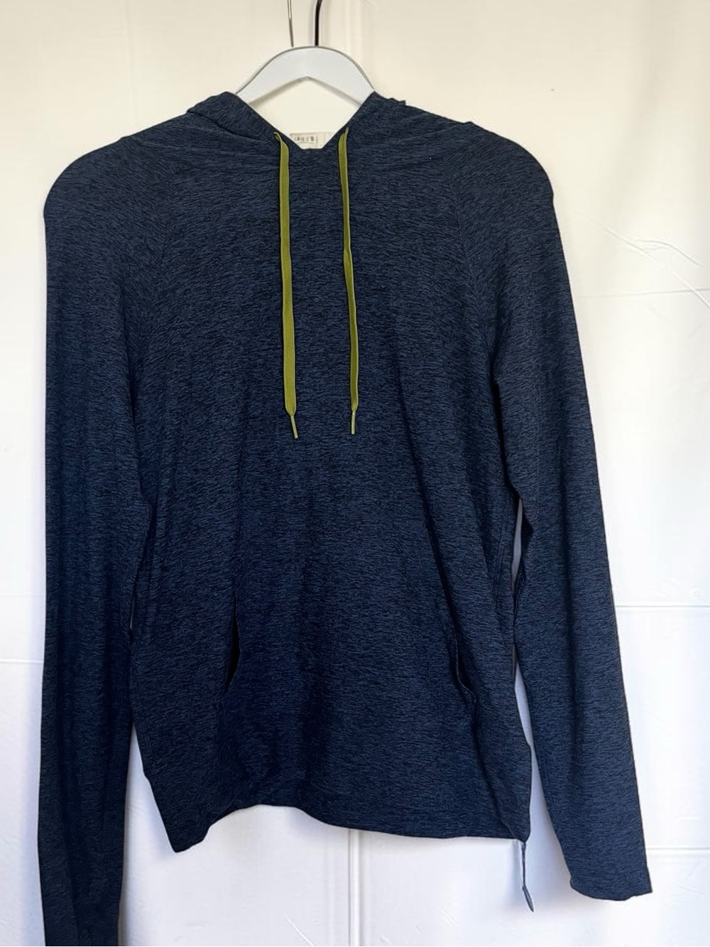 Outdoor Voices Men’s CloudKnit Hoodie Navy Blue Green Drawstrings Size Small